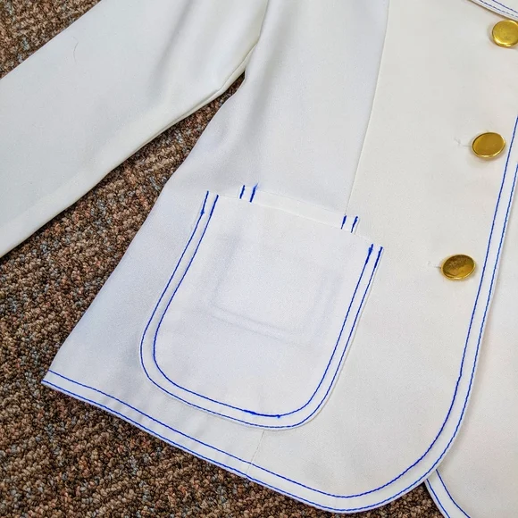 1970s Blazer Girls Vintage Jacket Chic White and Blue Tennis - Picture 2 of 7